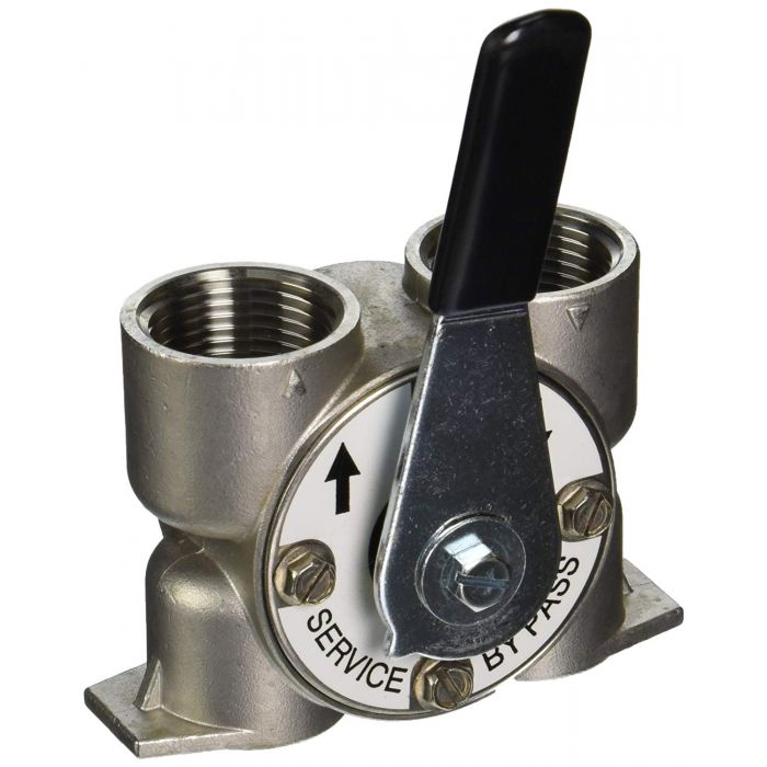 1" Bypass Valve for Fleck Control Heads 5600, 2510, 9100, 9000 - Stainless Steel
