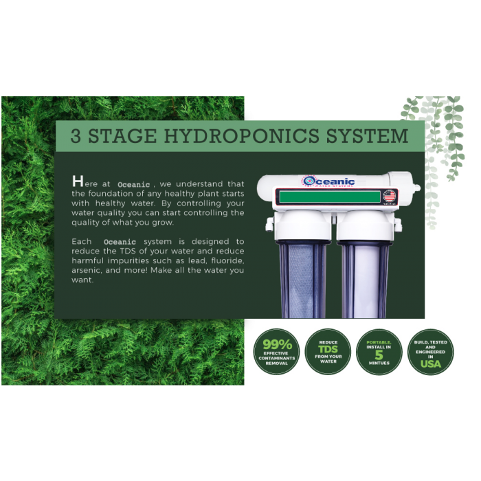3 Stage - Hydroponics Reverse Osmosis Water Filtration System | 100 GPD | Plant Growth - Image 11